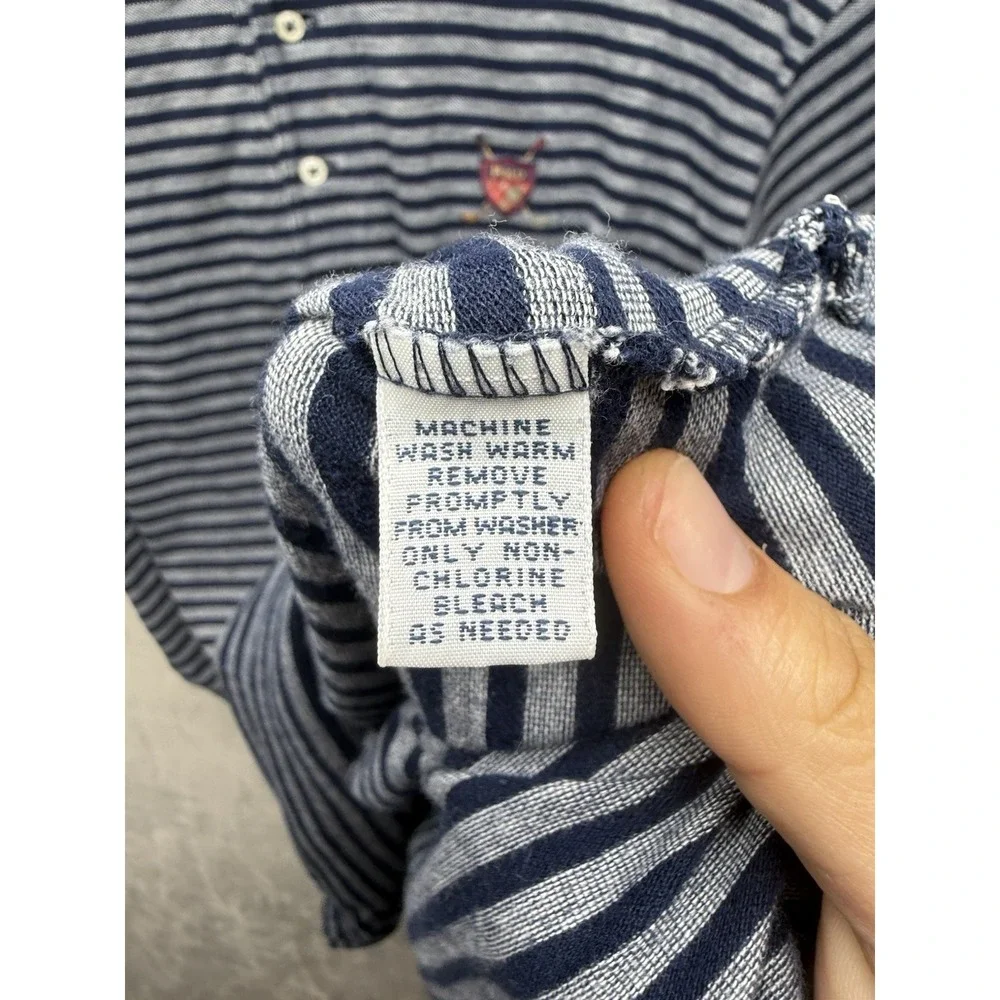 VTG 90s Polo Golf Ralph Lauren Polo Shirt Mens XXL Blue Gray Striped Crest